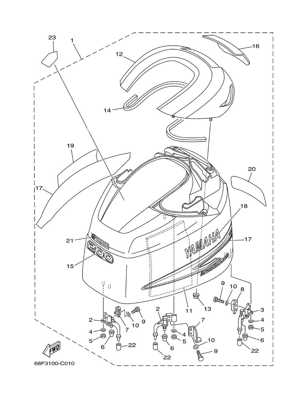 yamaha f200xb parts diagram