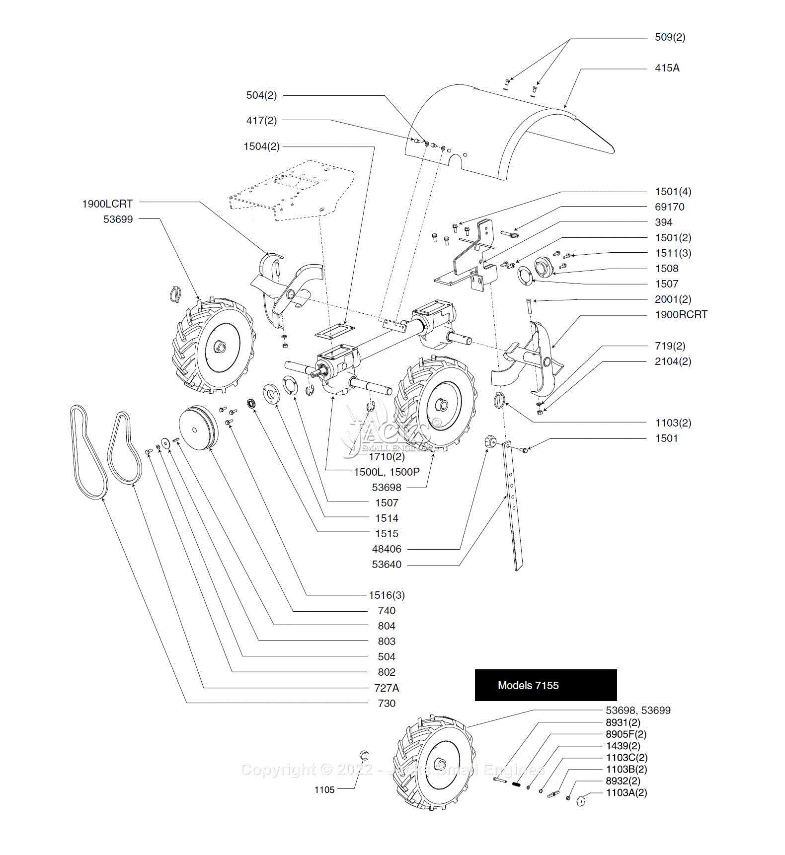 yard machine rear tine tiller parts diagram