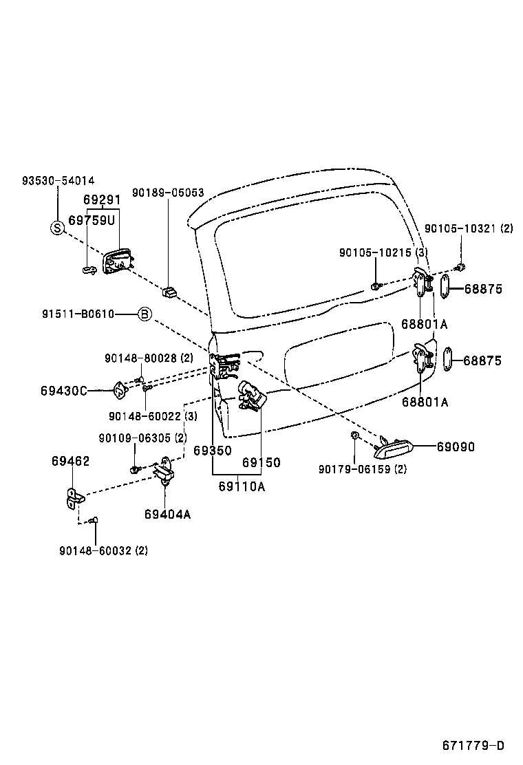 car door lock parts diagram