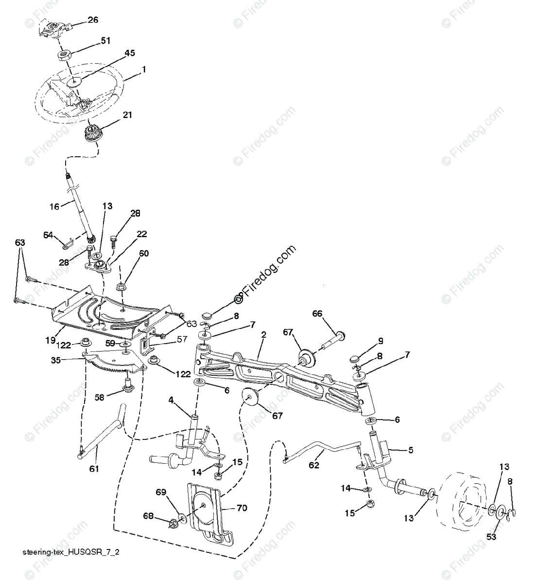 craftsman riding mower steering parts diagram